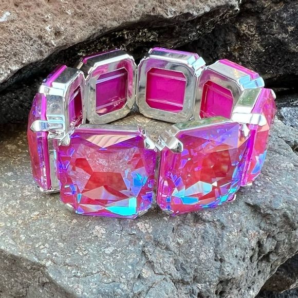 Jewelry - Handcrafted statement bracelet with large Swarovski crystals